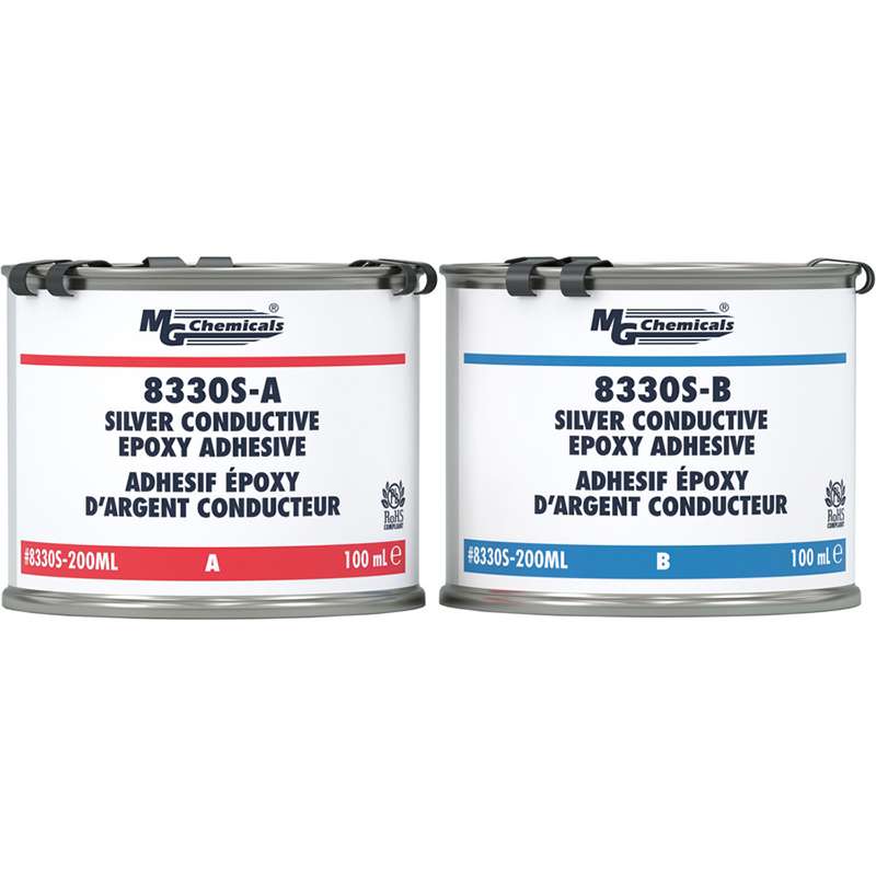 Adhesive, Electrically Conductive Epoxy, Extreme Conductivity, Silver, 200mL, 2 Can Kit